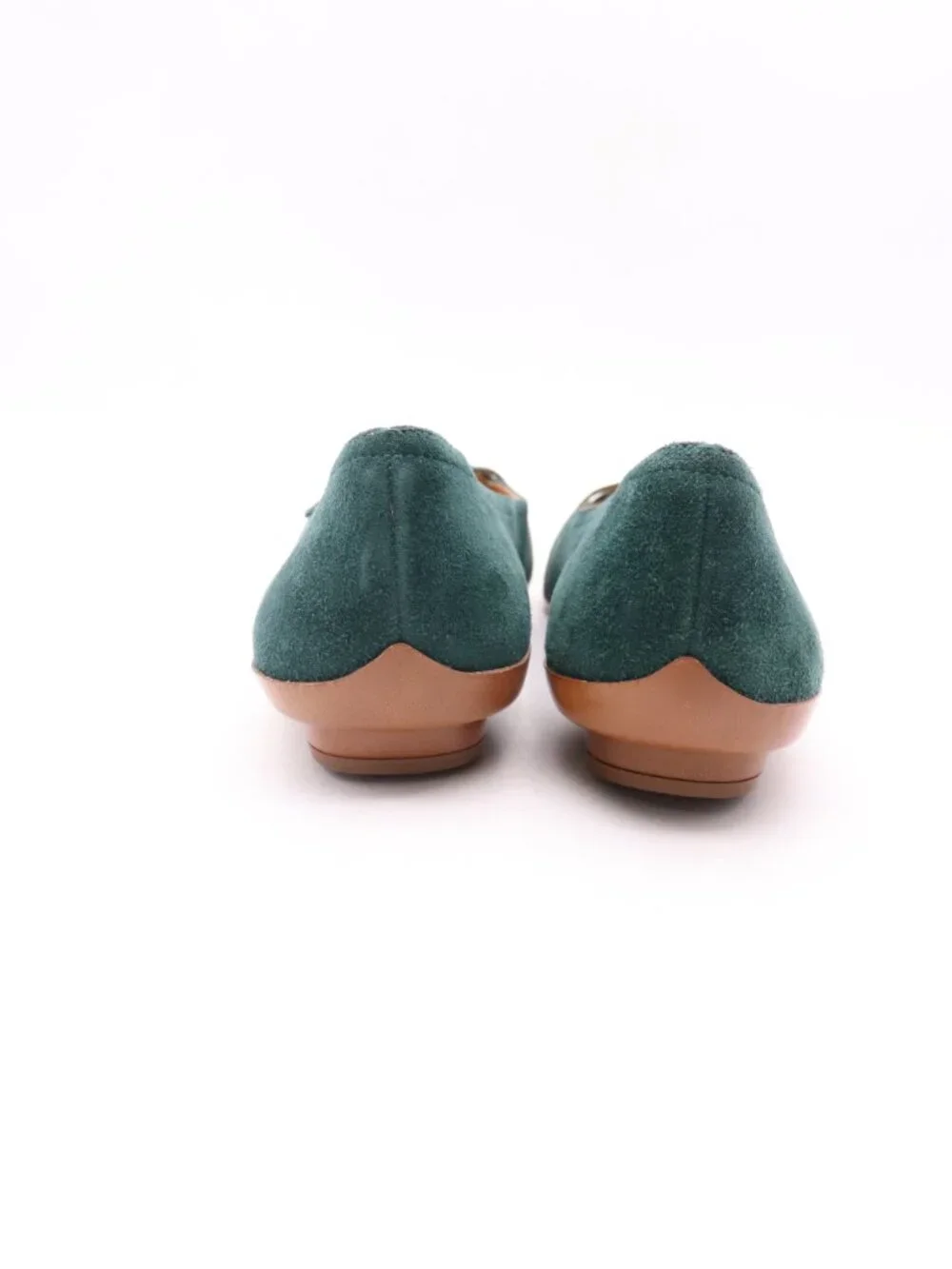 Salvatore Ferragamo Audrey Women's 11 B Almond Toe Green Suede Ballet Shoes